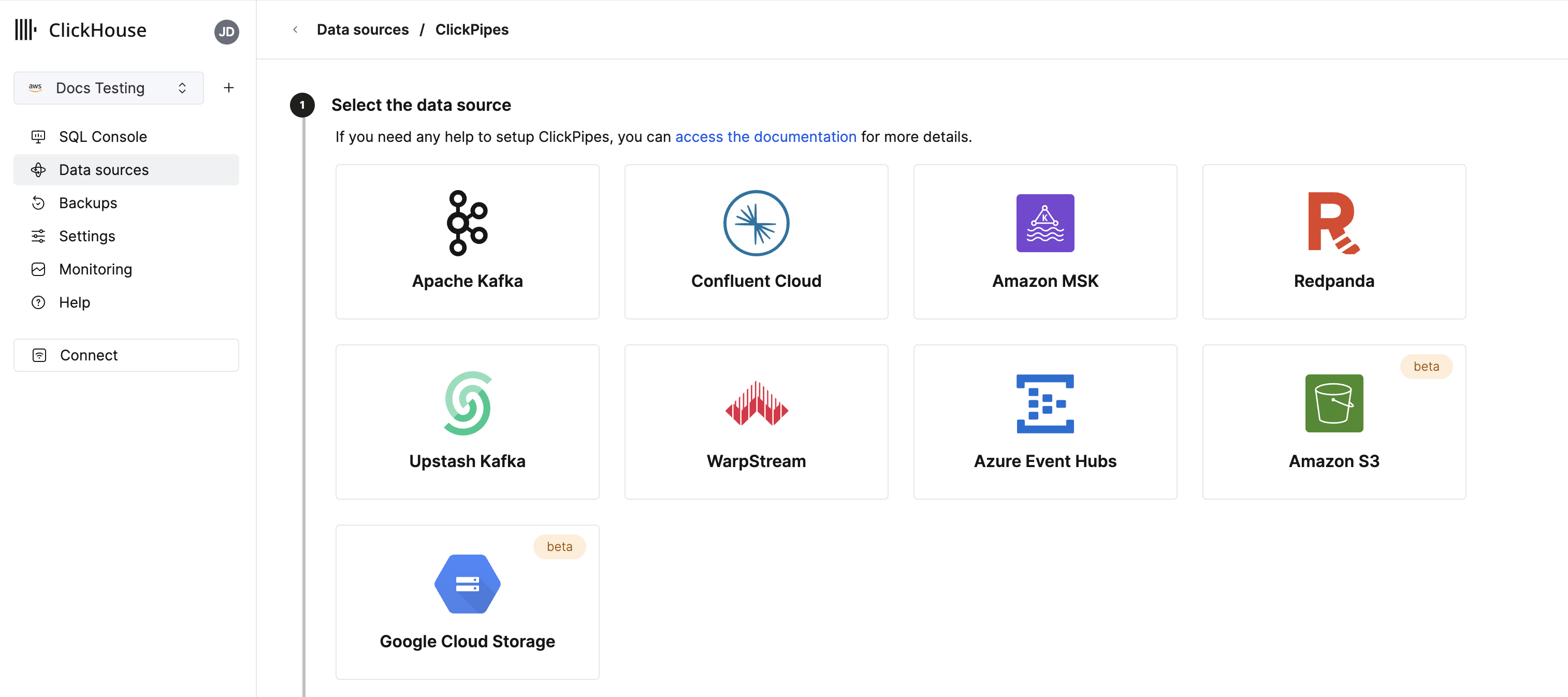 И�нтерфейс ClickPipes с параметрами конфигурации для загрузки данных из бакетов S3 и GCS